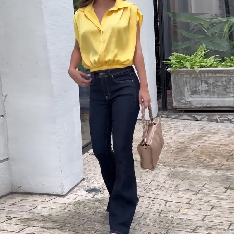 Women's simple short sleeveless commuter shirt top 52 01