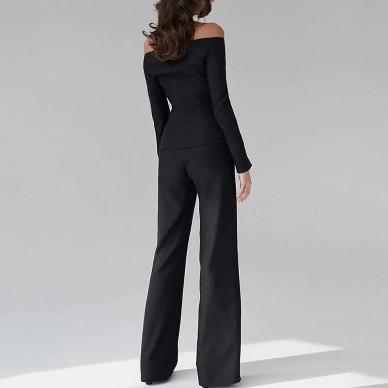 One shoulder button top slim fit commuter suit 10